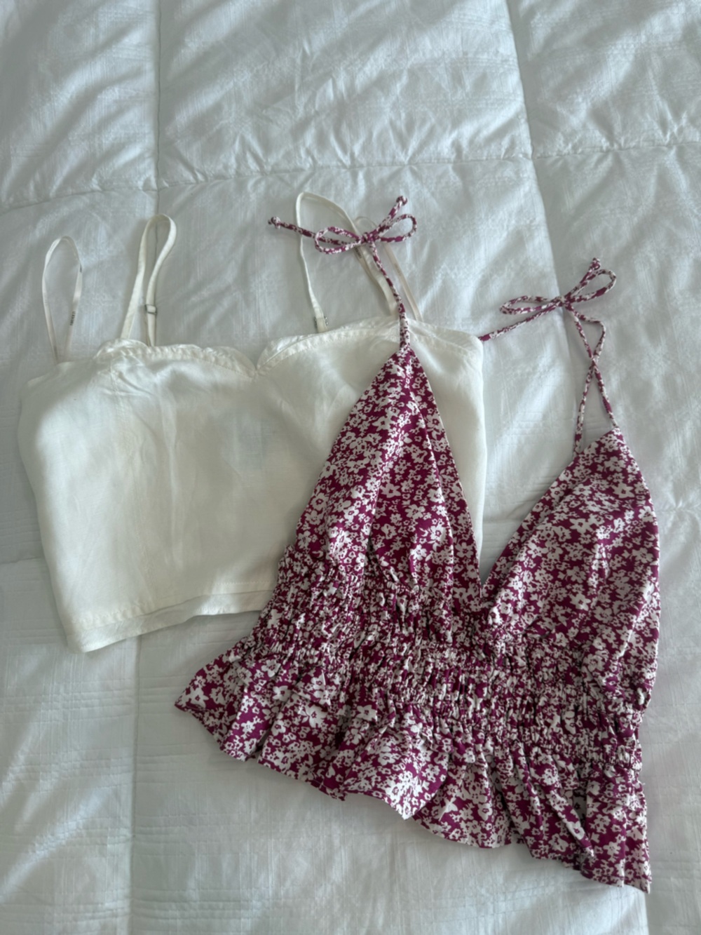 Two cute summer ready tops - stay cool, comfy, & sexy! One cream and one floral.